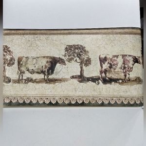 Sunworthy Vintage vinyl wallpaper border Cows